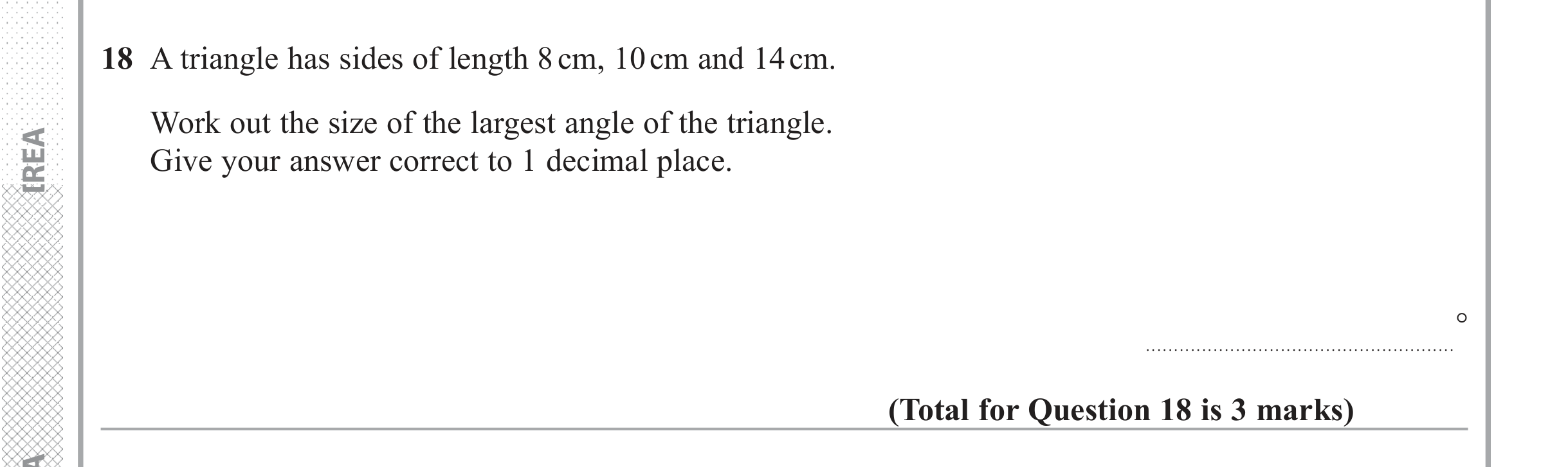 Question 18 — Sine/Cosine Rule — Edexcel iGCSE June 2018