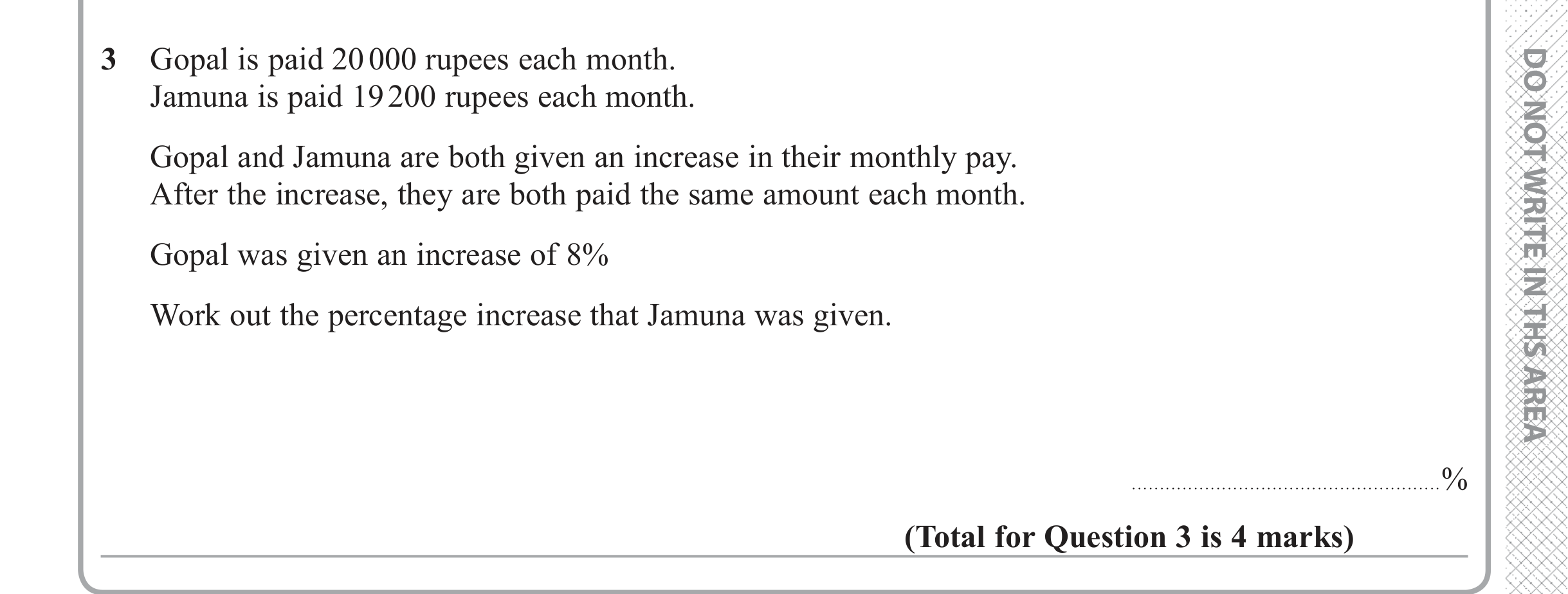 Question 3 — Percentages — Edexcel iGCSE June 2018