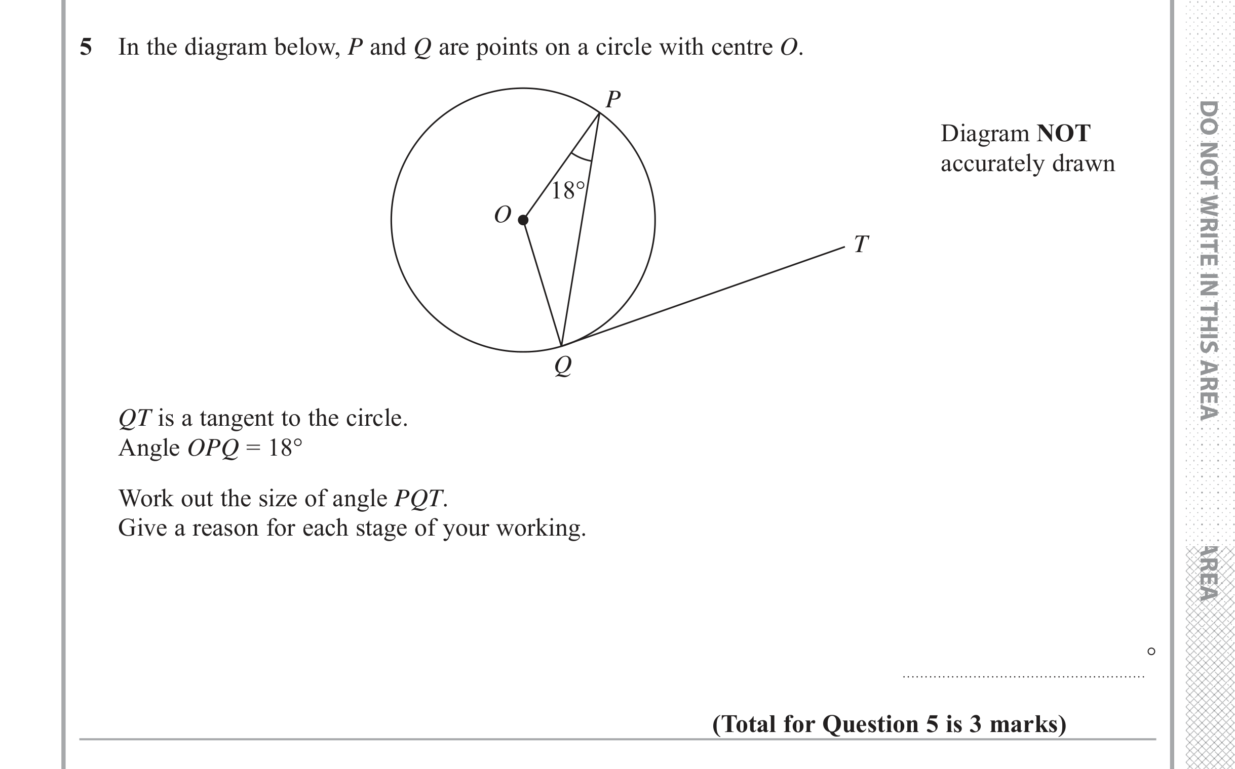 Question 5 — Circle Theorems — Edexcel iGCSE June 2018