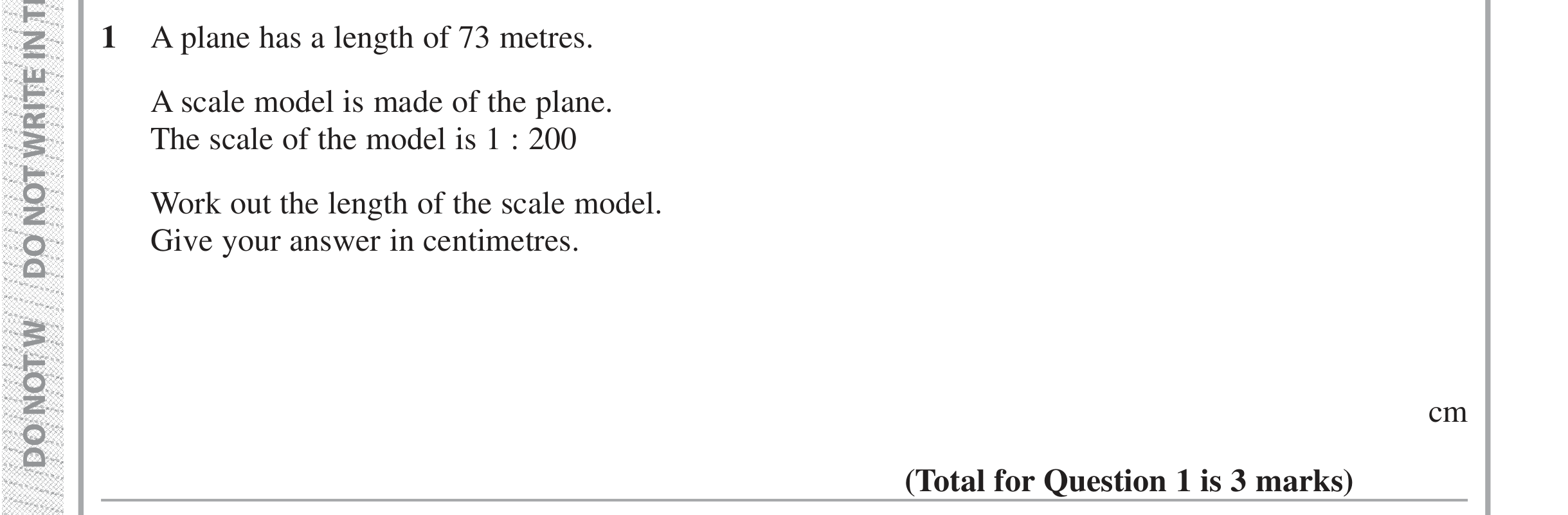 Question 1 — Maps, Unit Conversions — Edexcel iGCSE Jan 2019