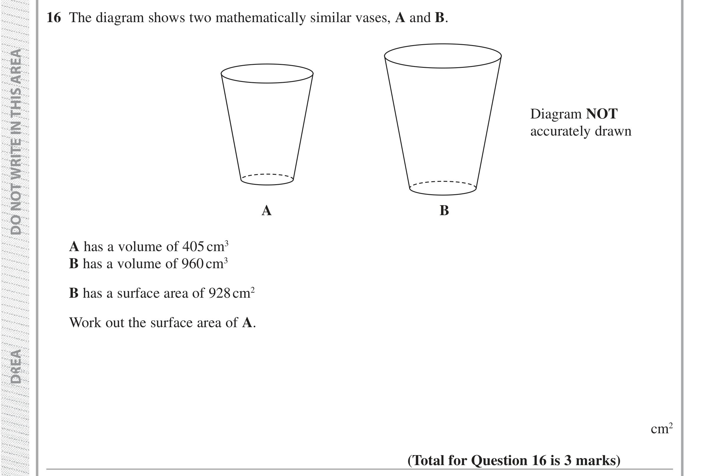 Question 16 — Congruence and Similarity — Edexcel iGCSE Jan 2019