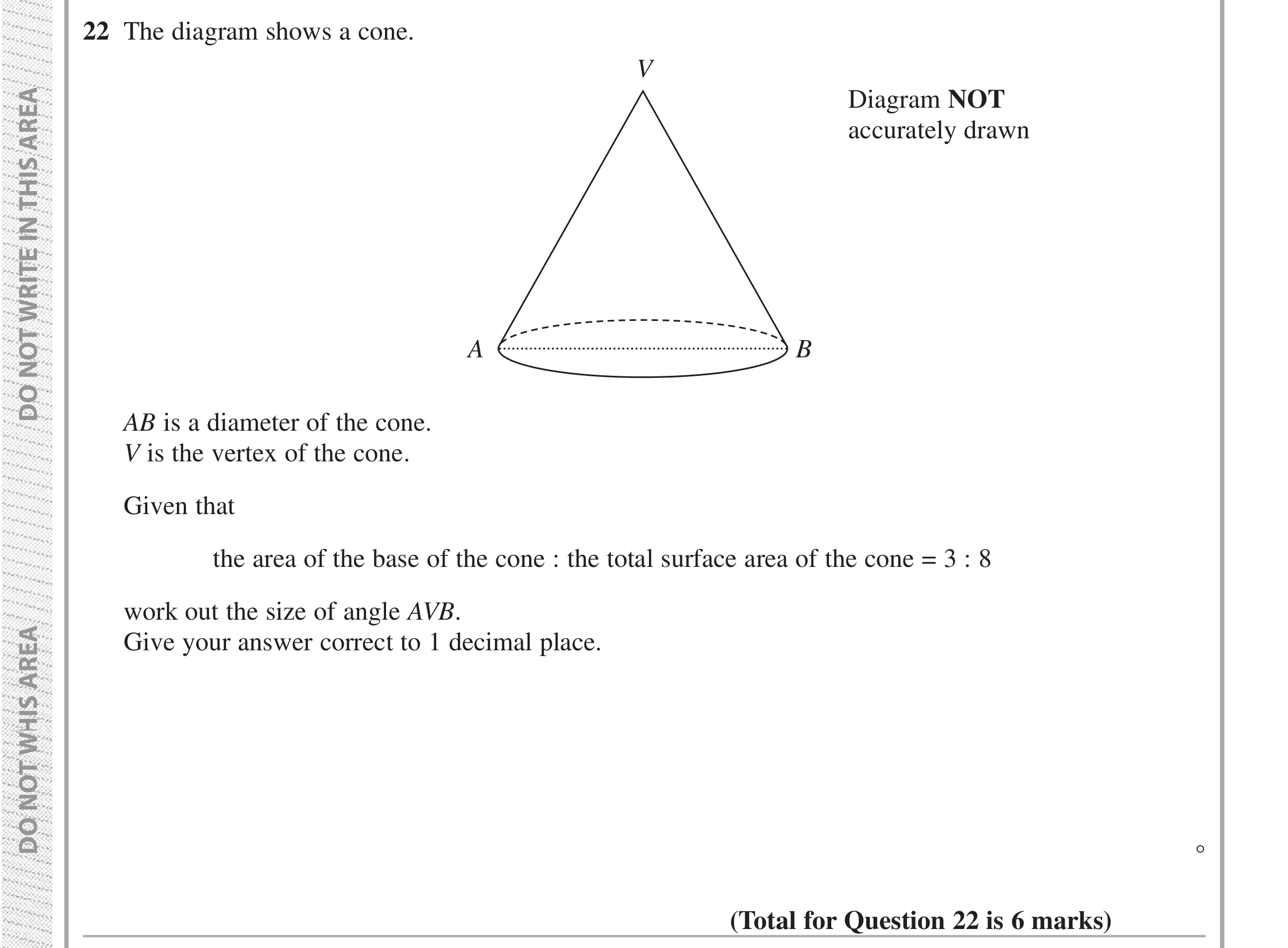 Question 22 — 3D Shapes and Volume, Ratios — Edexcel iGCSE Jan 2019