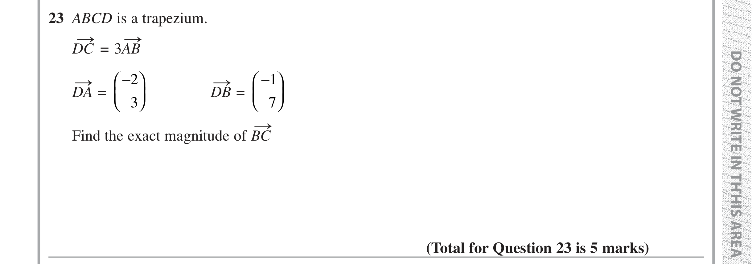 Question 23 — Vectors — Edexcel iGCSE Jan 2019