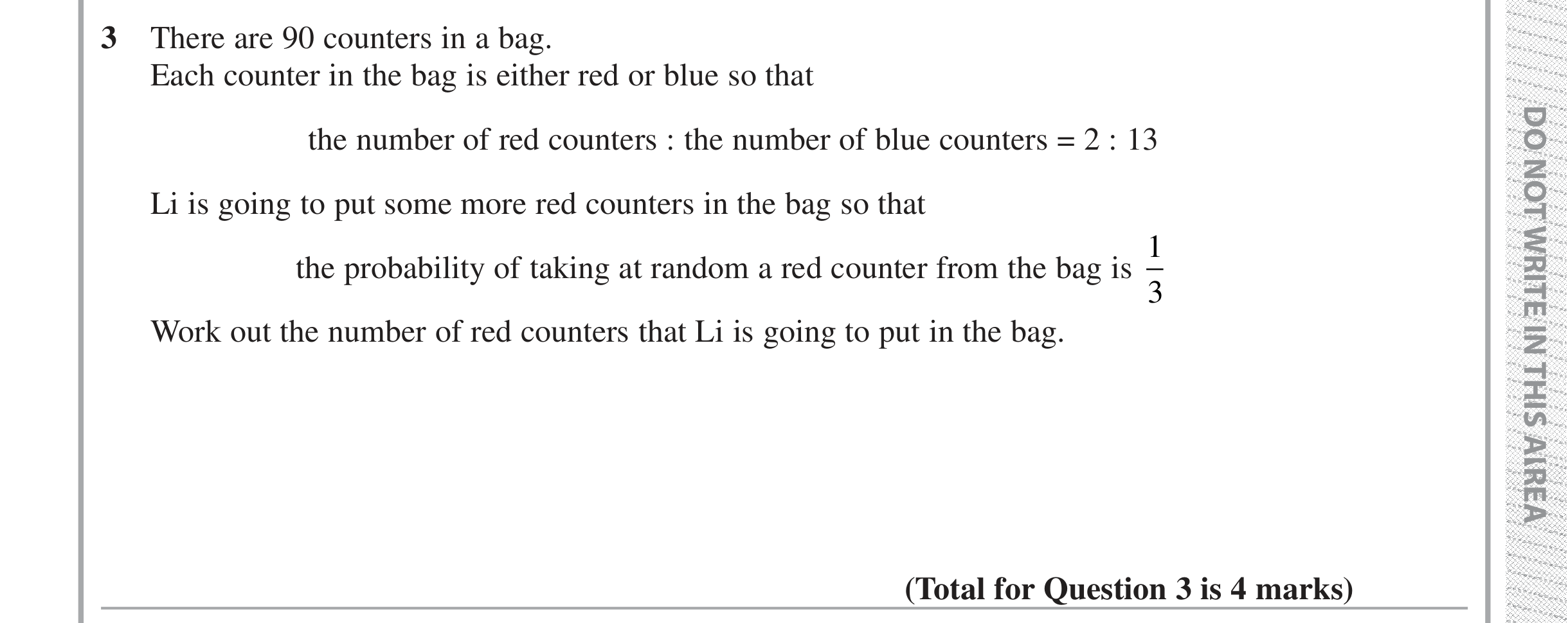 Question 3 — Probability — Edexcel iGCSE Jan 2019