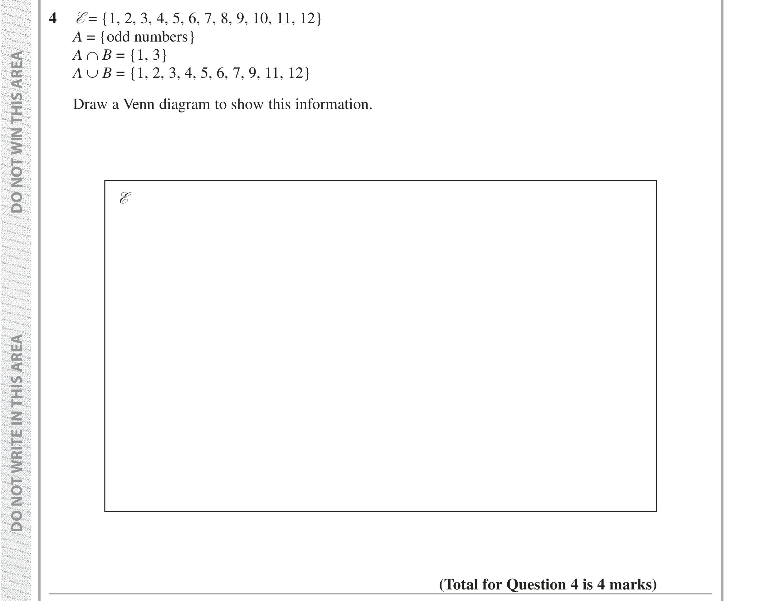 Question 4 — Set Notation — Edexcel iGCSE Jan 2019