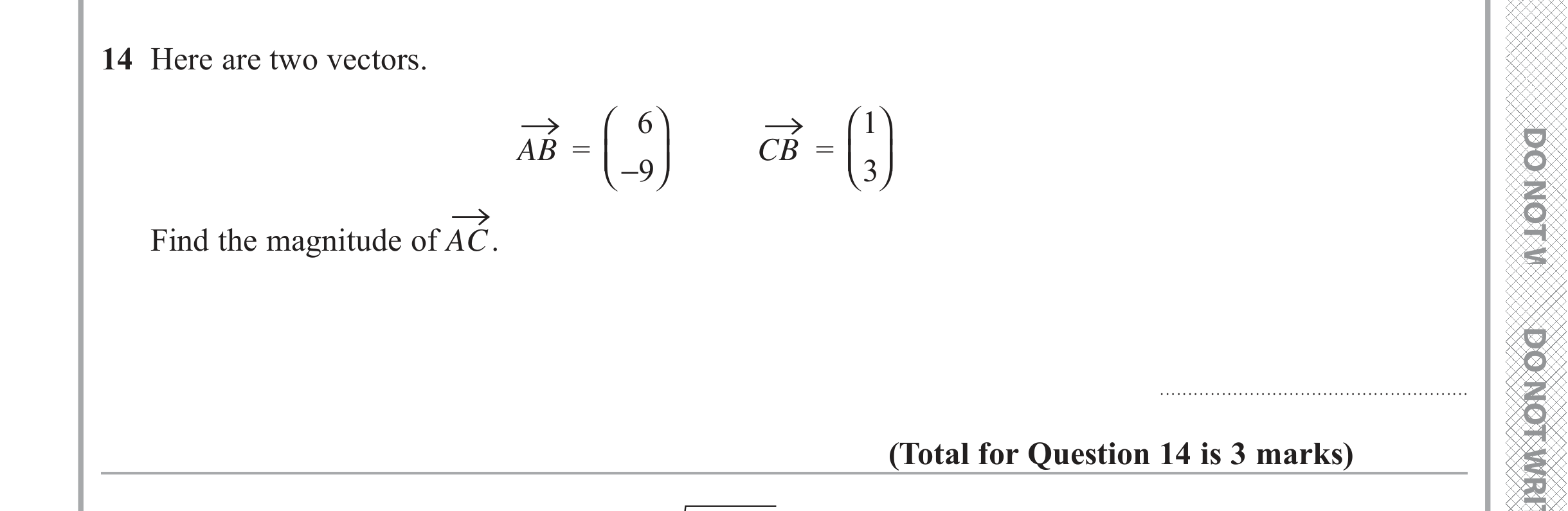 Question 14 — Vectors — Edexcel iGCSE June 2019