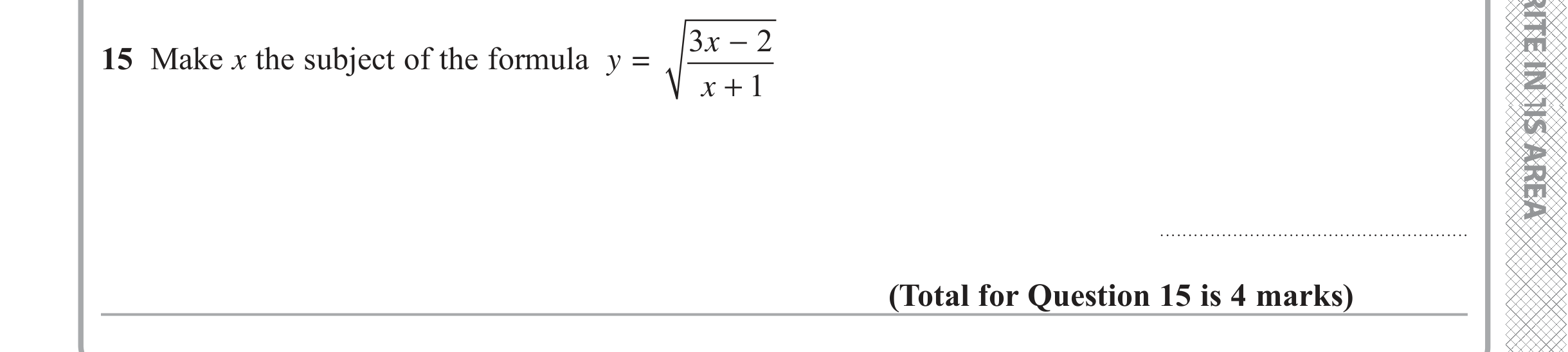 Question 15 — Formulae — Edexcel iGCSE June 2019
