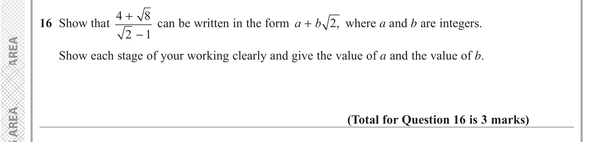 Question 16 — Surds — Edexcel iGCSE June 2019