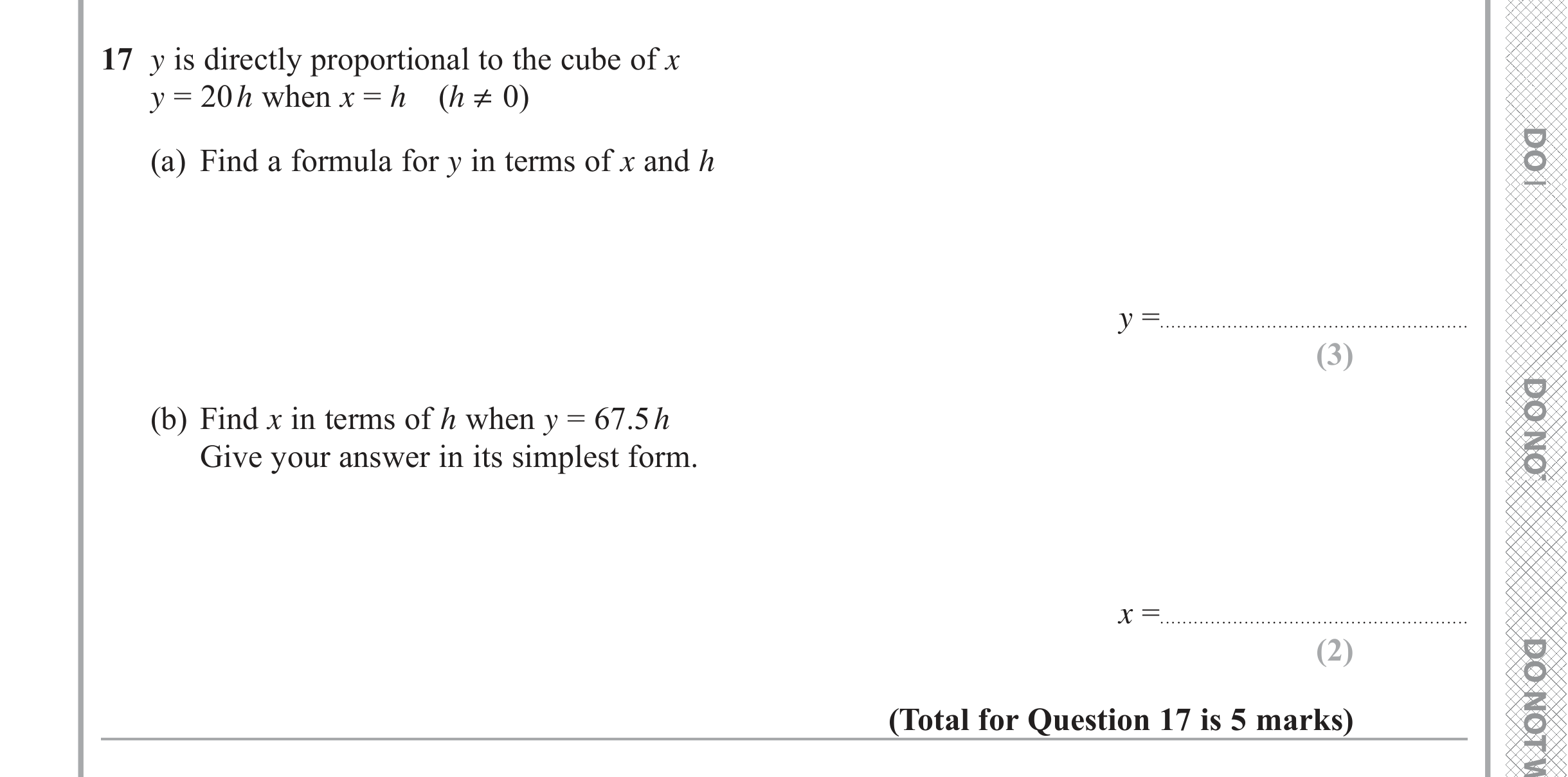 Question 17 — Proportion — Edexcel iGCSE June 2019
