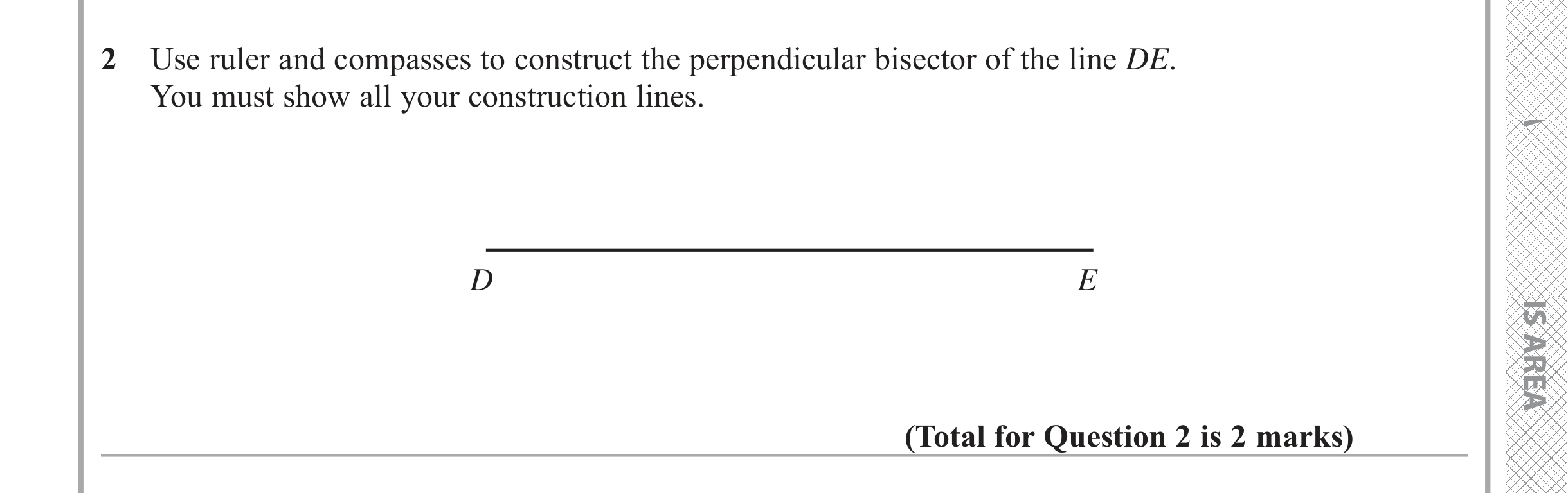 Question 2 — Construction — Edexcel iGCSE June 2019