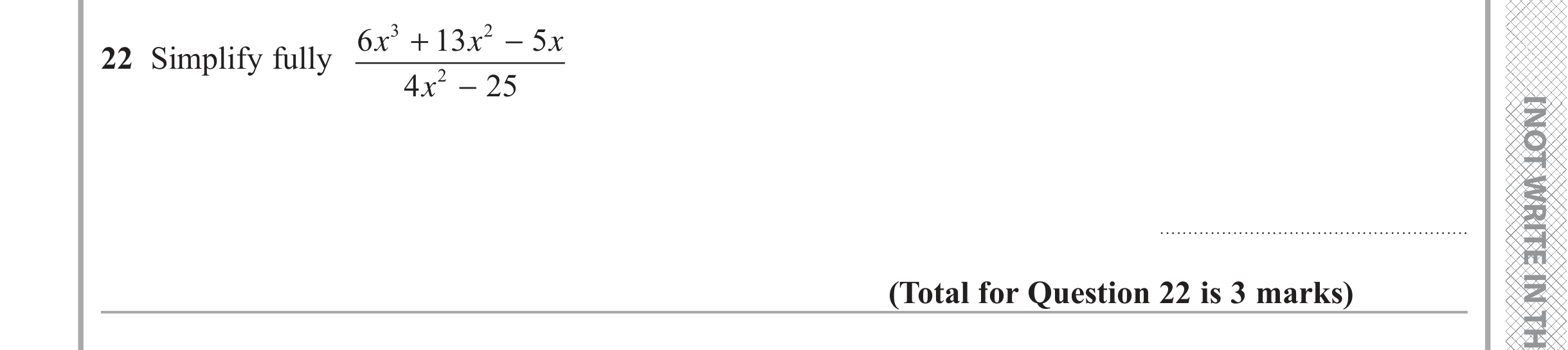 Question 22 — Algebra Fractions — Edexcel iGCSE June 2019