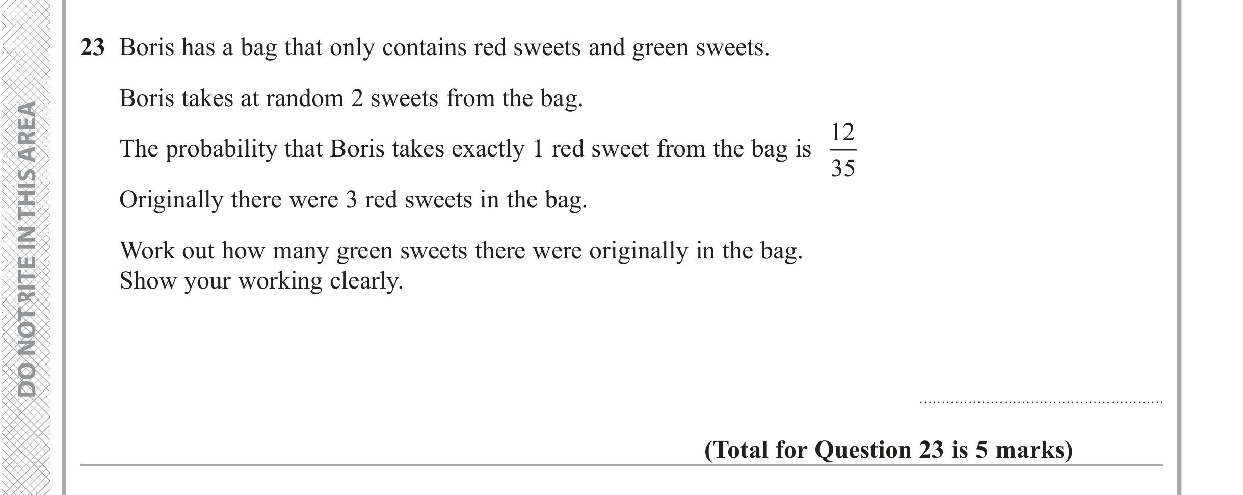 Question 23 — Probability — Edexcel iGCSE June 2019