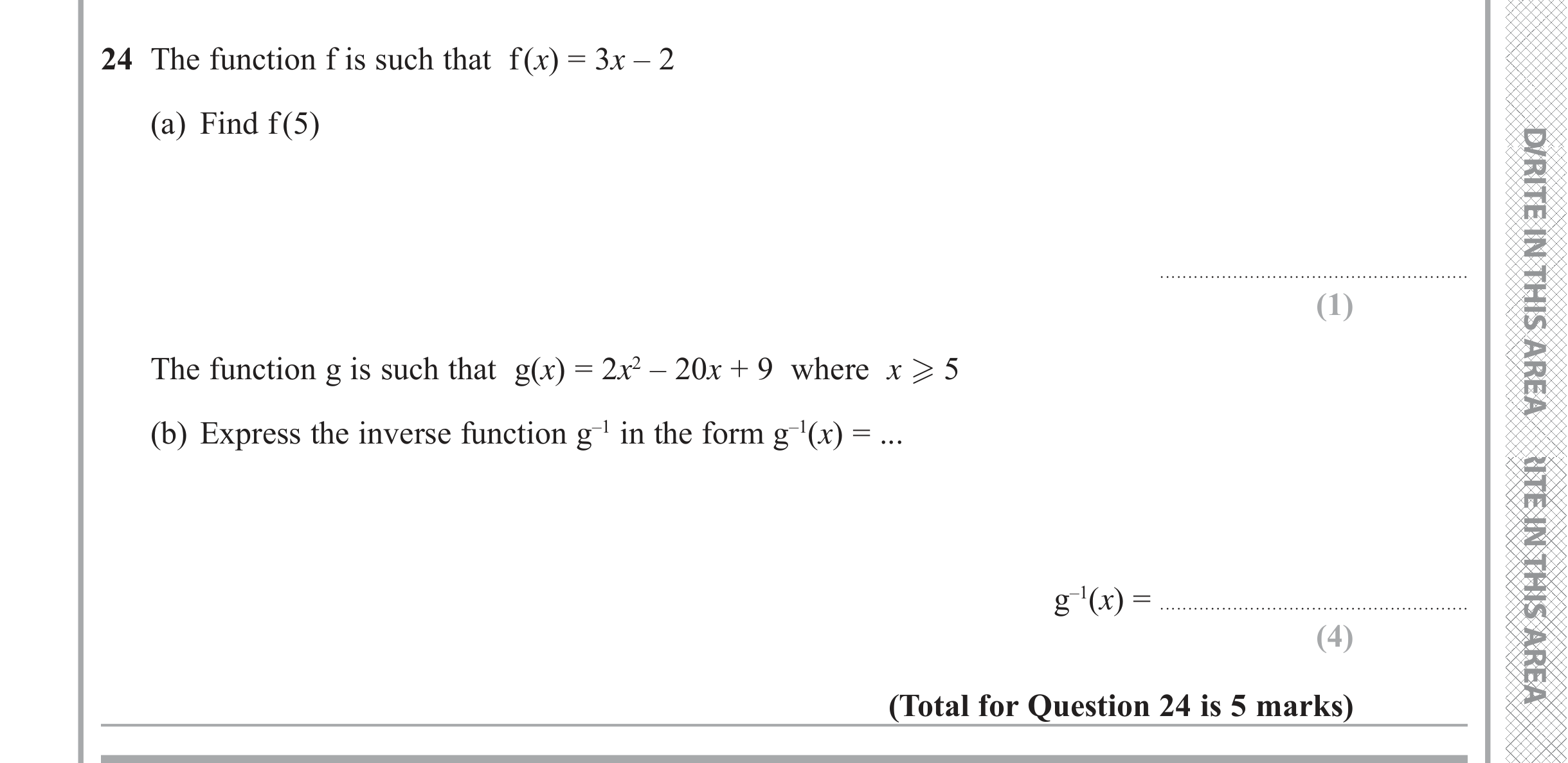 Question 24 — Functions — Edexcel iGCSE June 2019