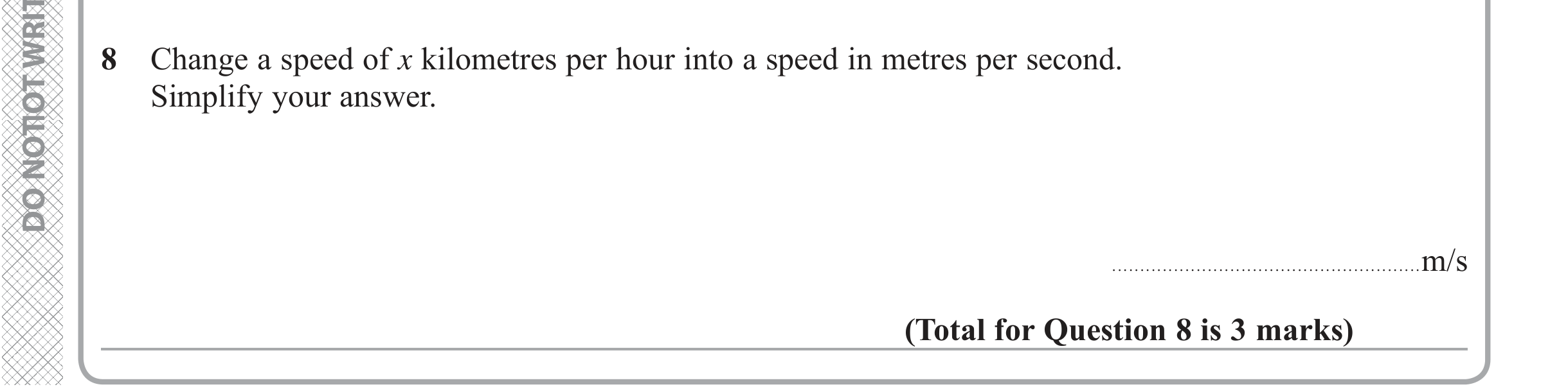 Question 8 — Unit Conversions — Edexcel iGCSE June 2019