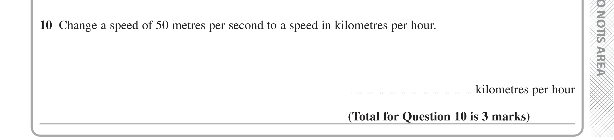 Question 10 — Unit Conversions — Edexcel iGCSE Jan 2020