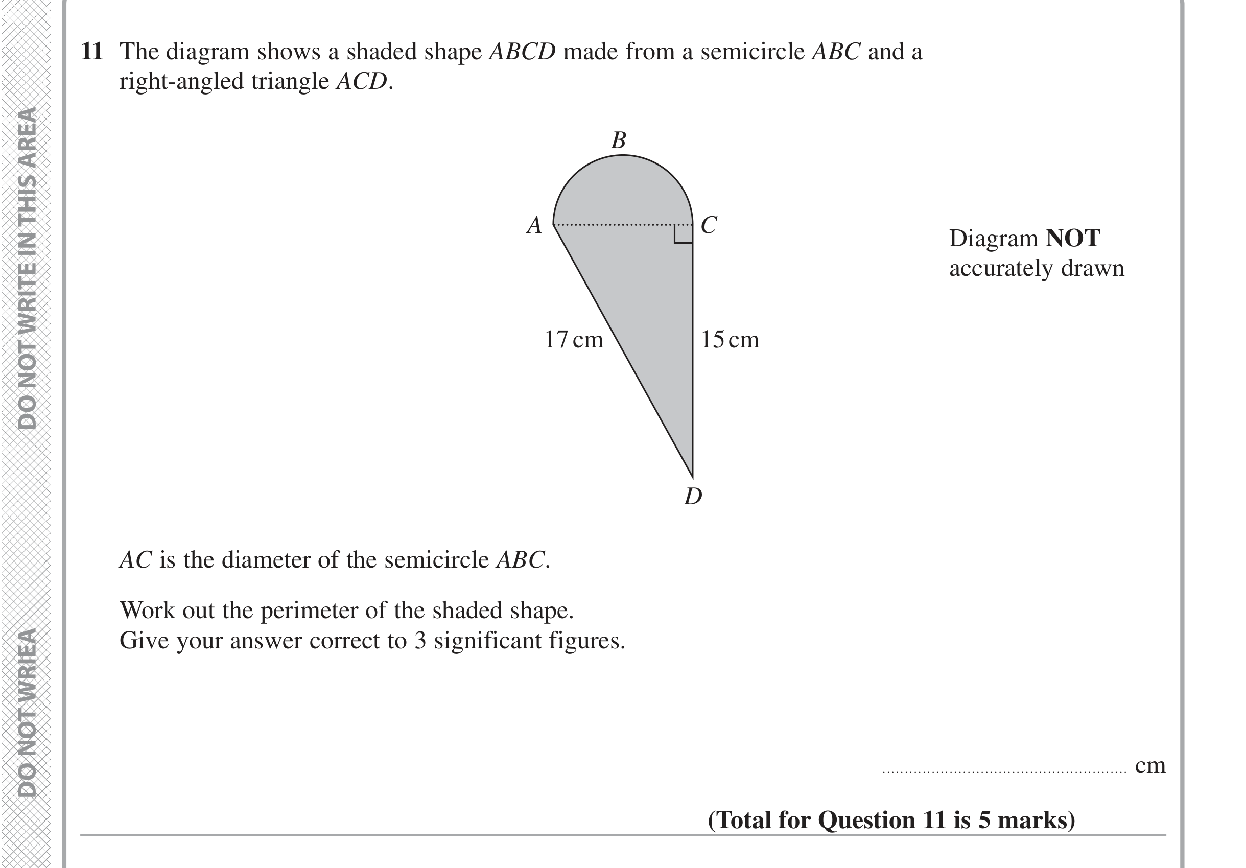 Question 11 — Perimeter and Area — Edexcel iGCSE Jan 2020