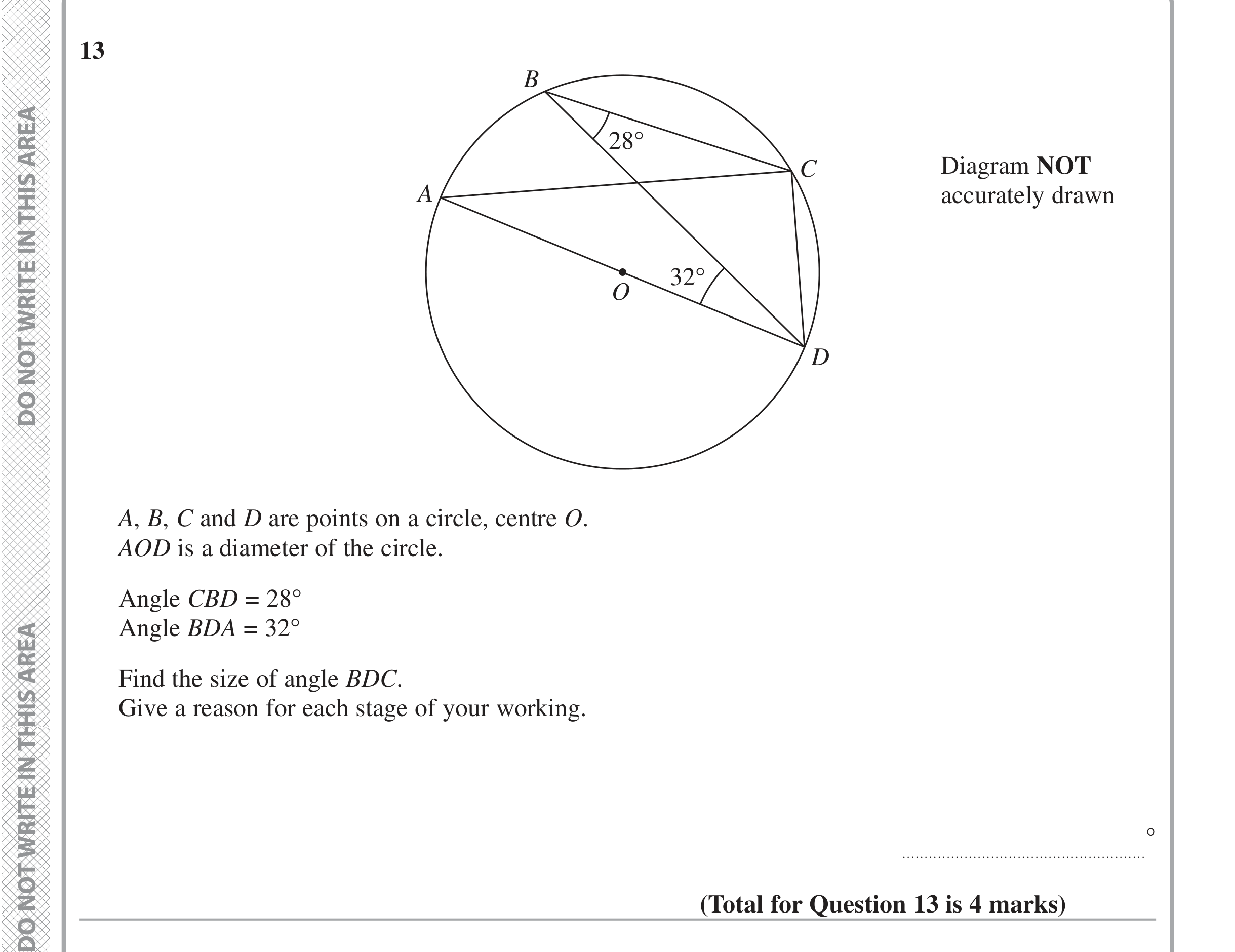 Question 13 — Circle Theorems — Edexcel iGCSE Jan 2020