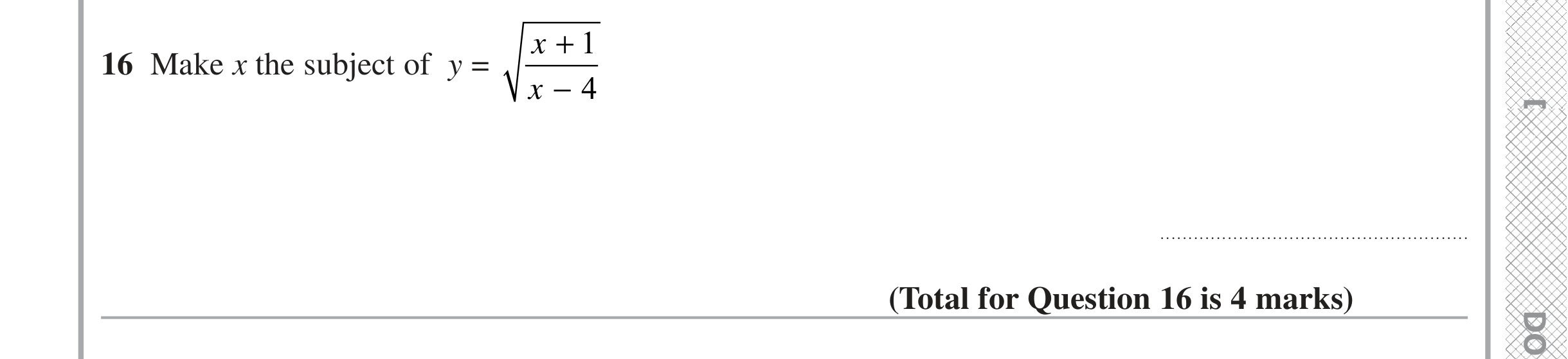 Question 16 — Formulae — Edexcel iGCSE Jan 2020