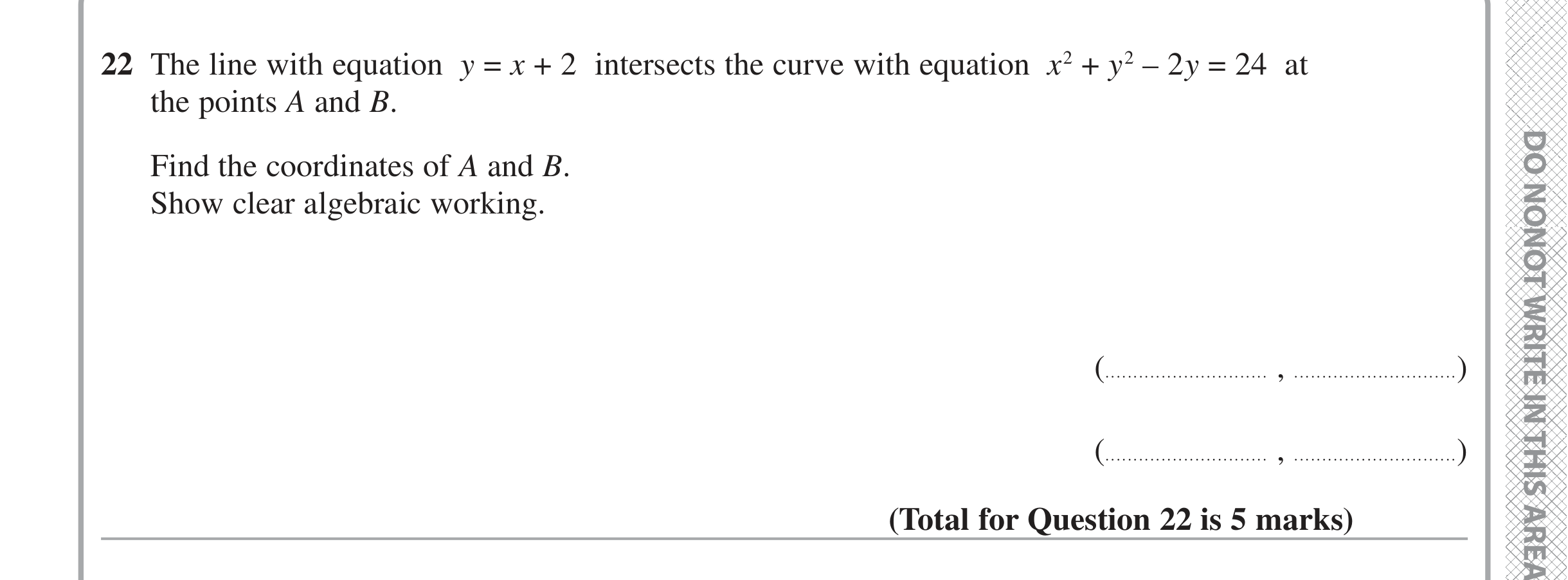 Question 22 — Simultaneous Equations — Edexcel iGCSE Jan 2020