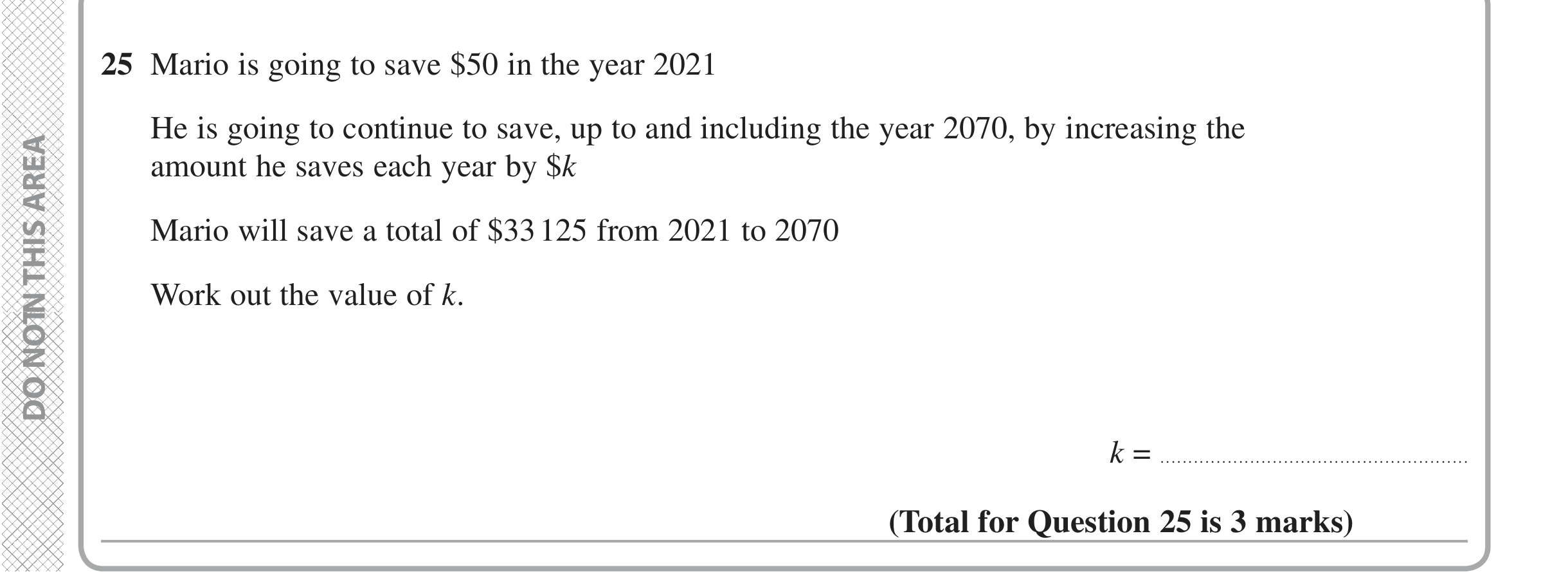 Question 25 — Sequences — Edexcel iGCSE Jan 2020