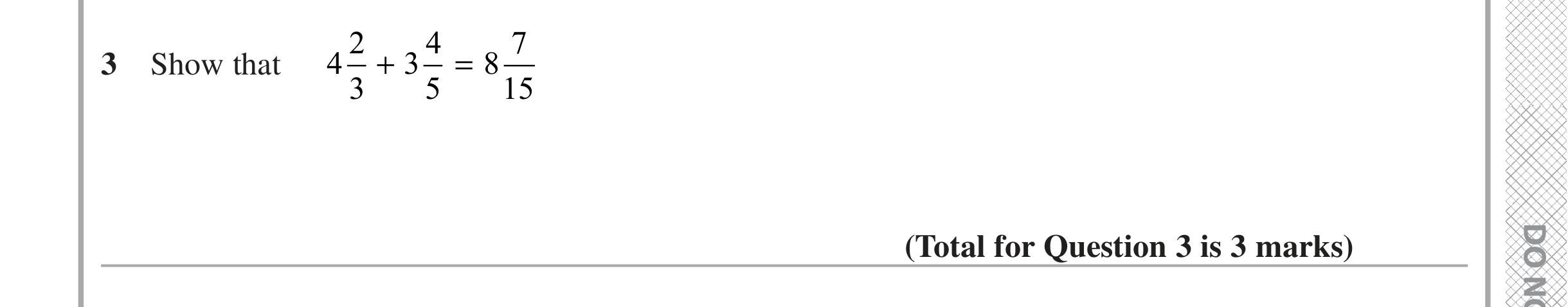 Question 3 — Fractions — Edexcel iGCSE Jan 2020