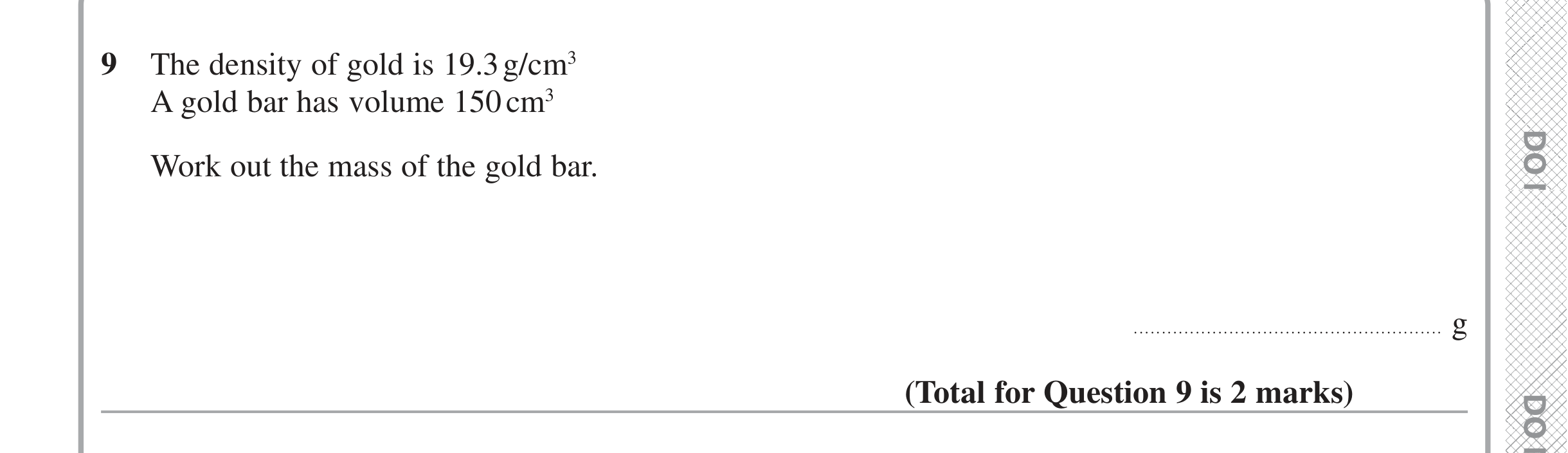Question 9 — Speed/Distance/Time/Density/Pressure — Edexcel iGCSE Jan 2020