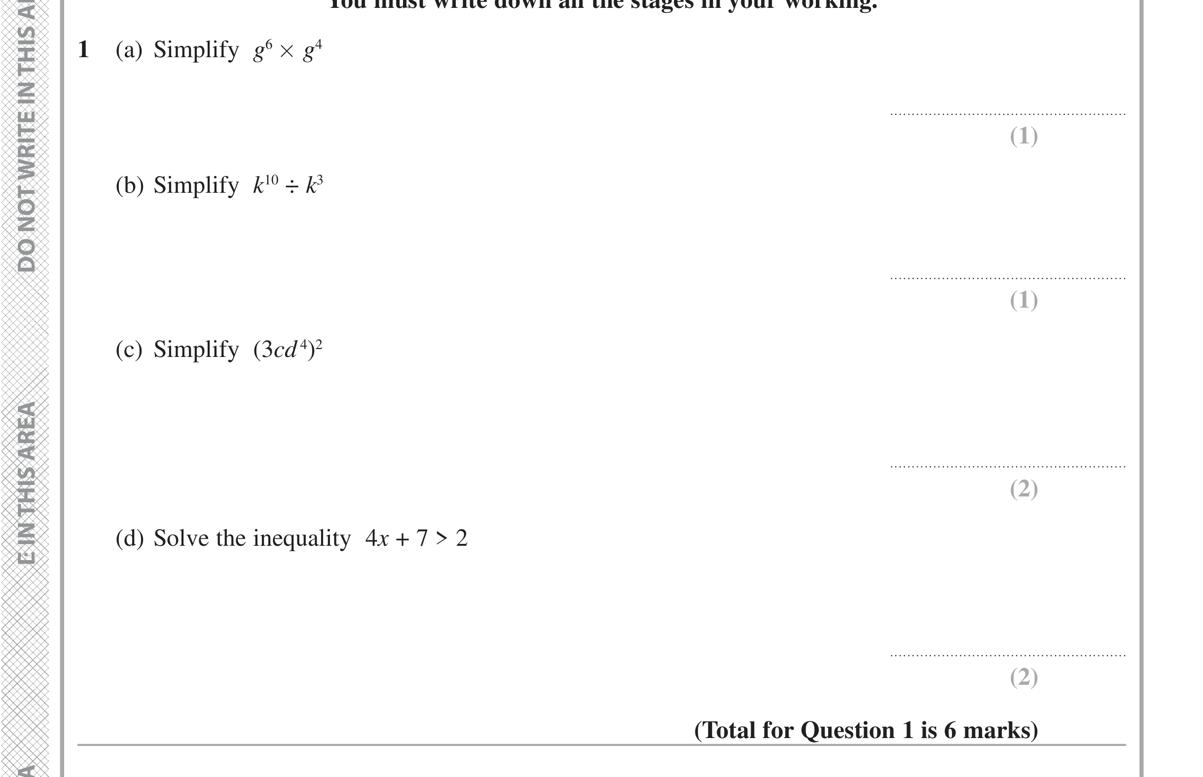 Question 1 — Powers, Inequalities — Edexcel iGCSE June 2020