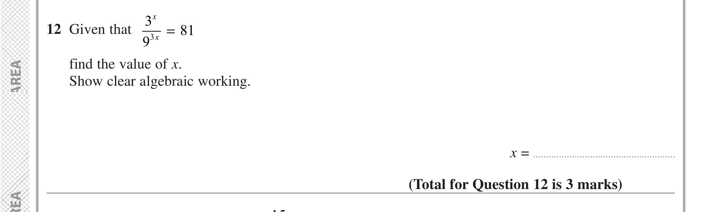 Question 12 — Powers — Edexcel iGCSE June 2020