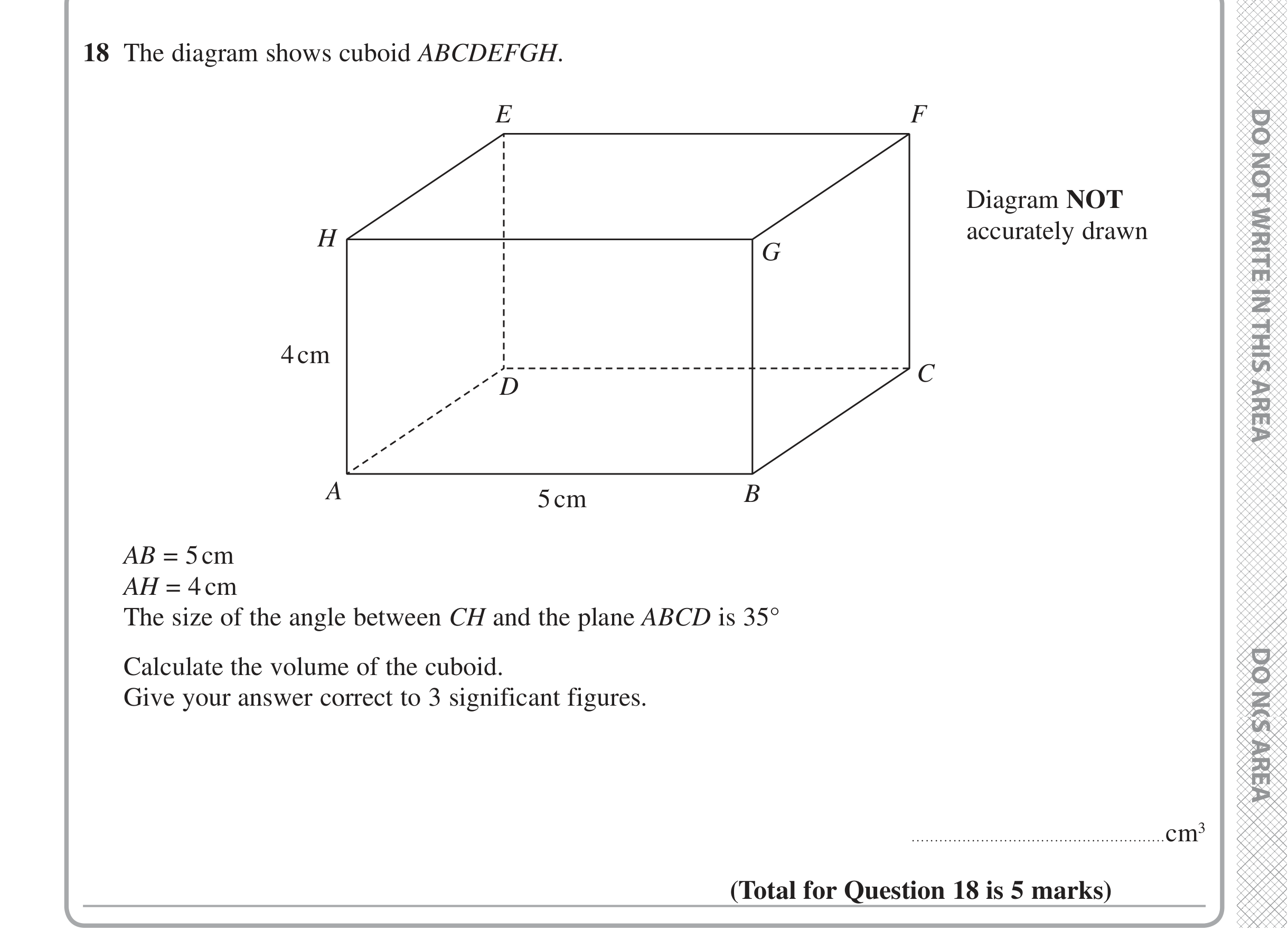 Question 18 — 3D Pythagoras — Edexcel iGCSE June 2020