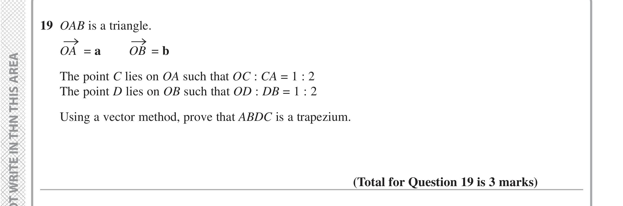 Question 19 — Vectors — Edexcel iGCSE June 2020