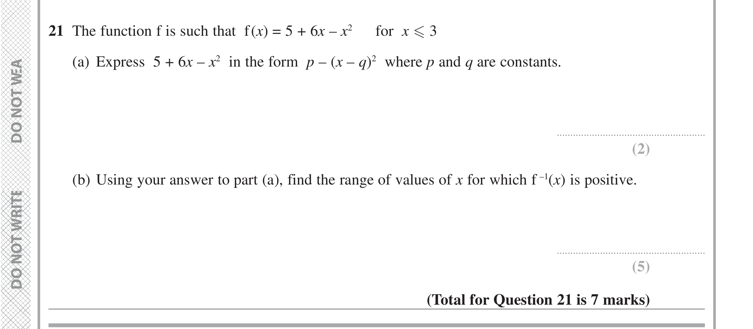 Question 21 — Functions — Edexcel iGCSE June 2020
