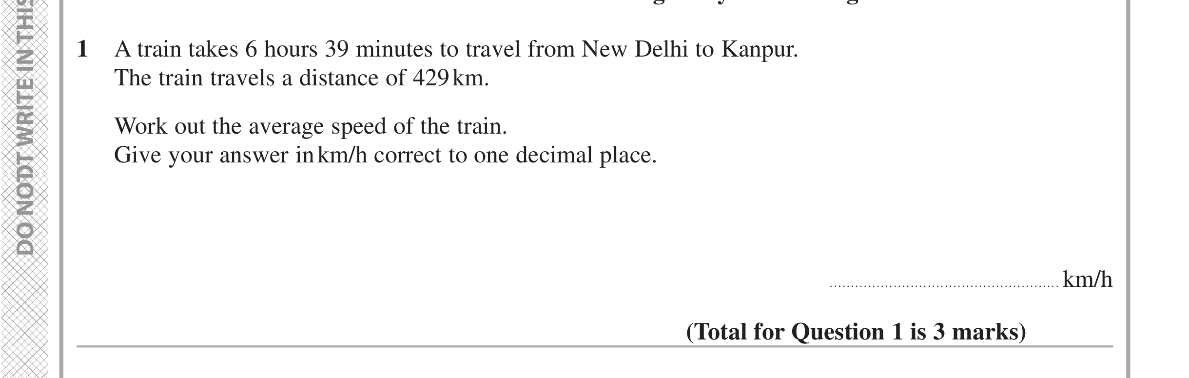 Question 1 — Time Questions — Edexcel iGCSE Jan 2021