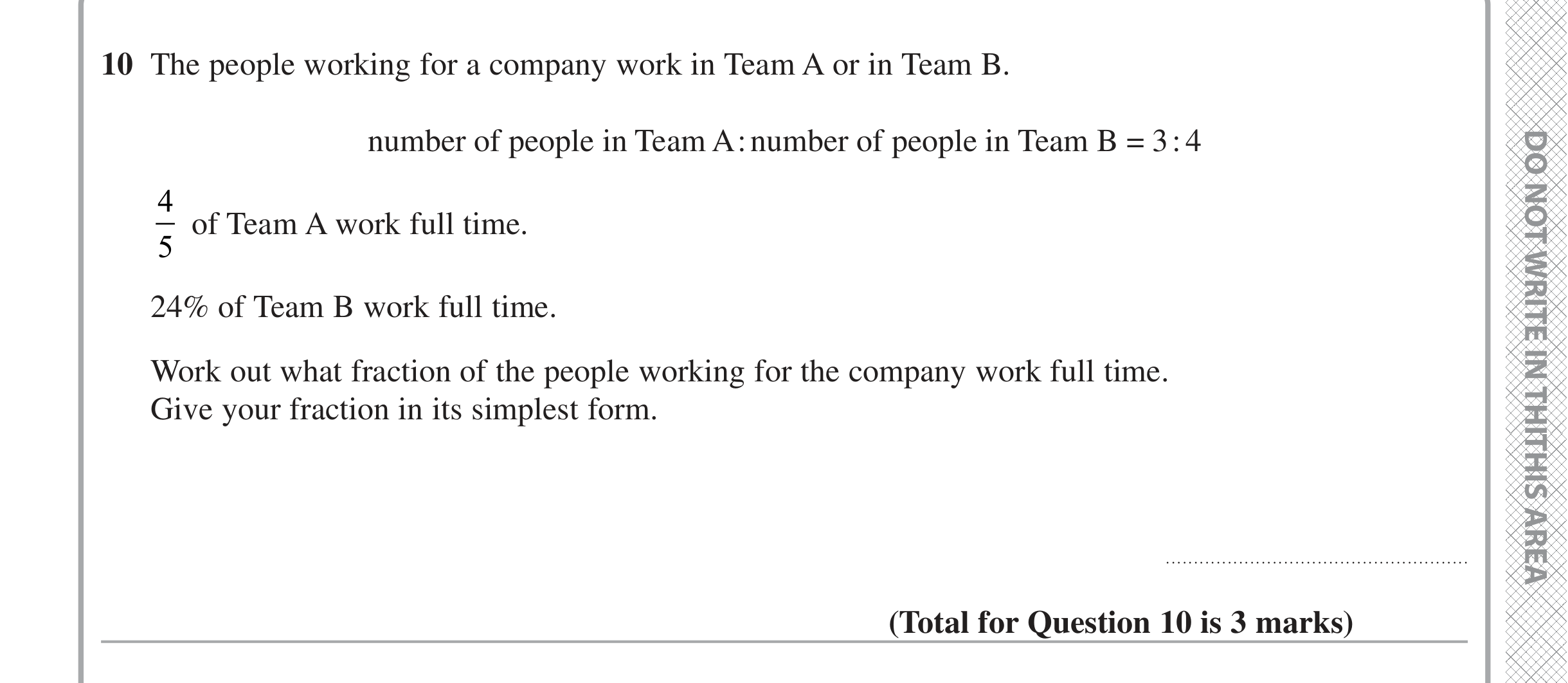 Question 10 — Ratios, Fractions, Percentages — Edexcel iGCSE Jan 2021
