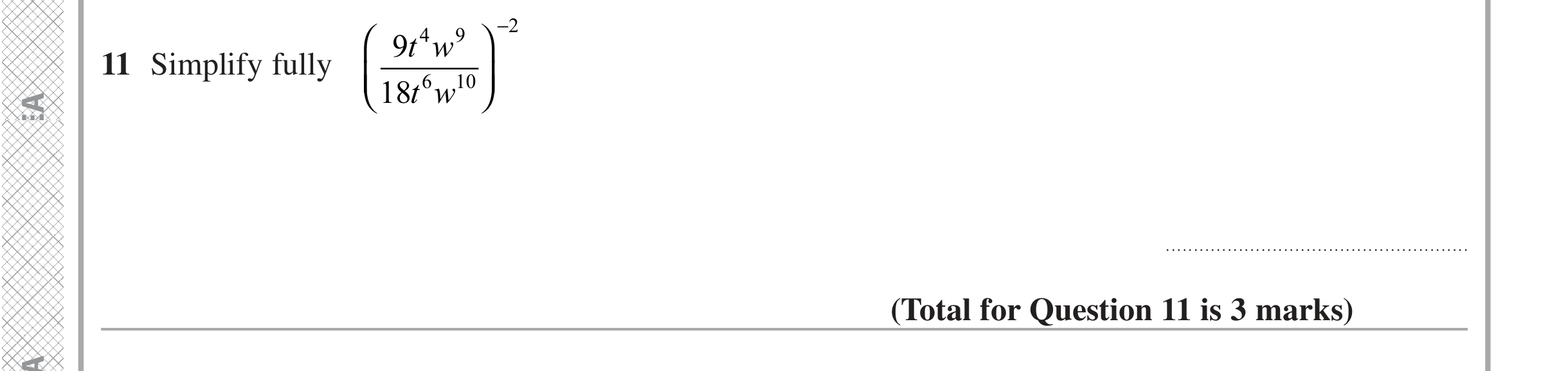 Question 11 — Powers — Edexcel iGCSE Jan 2021