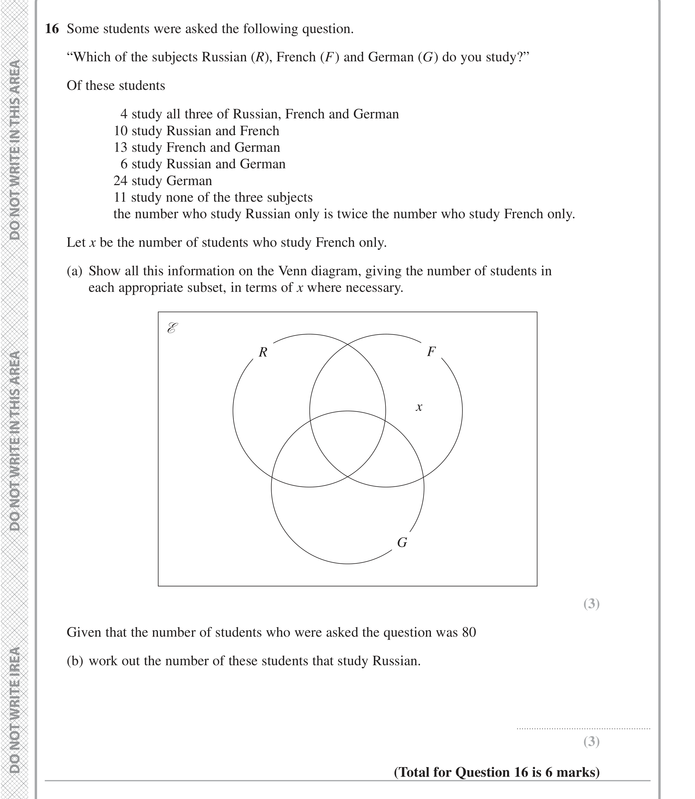 Question 16 — Set Notation — Edexcel iGCSE Jan 2021