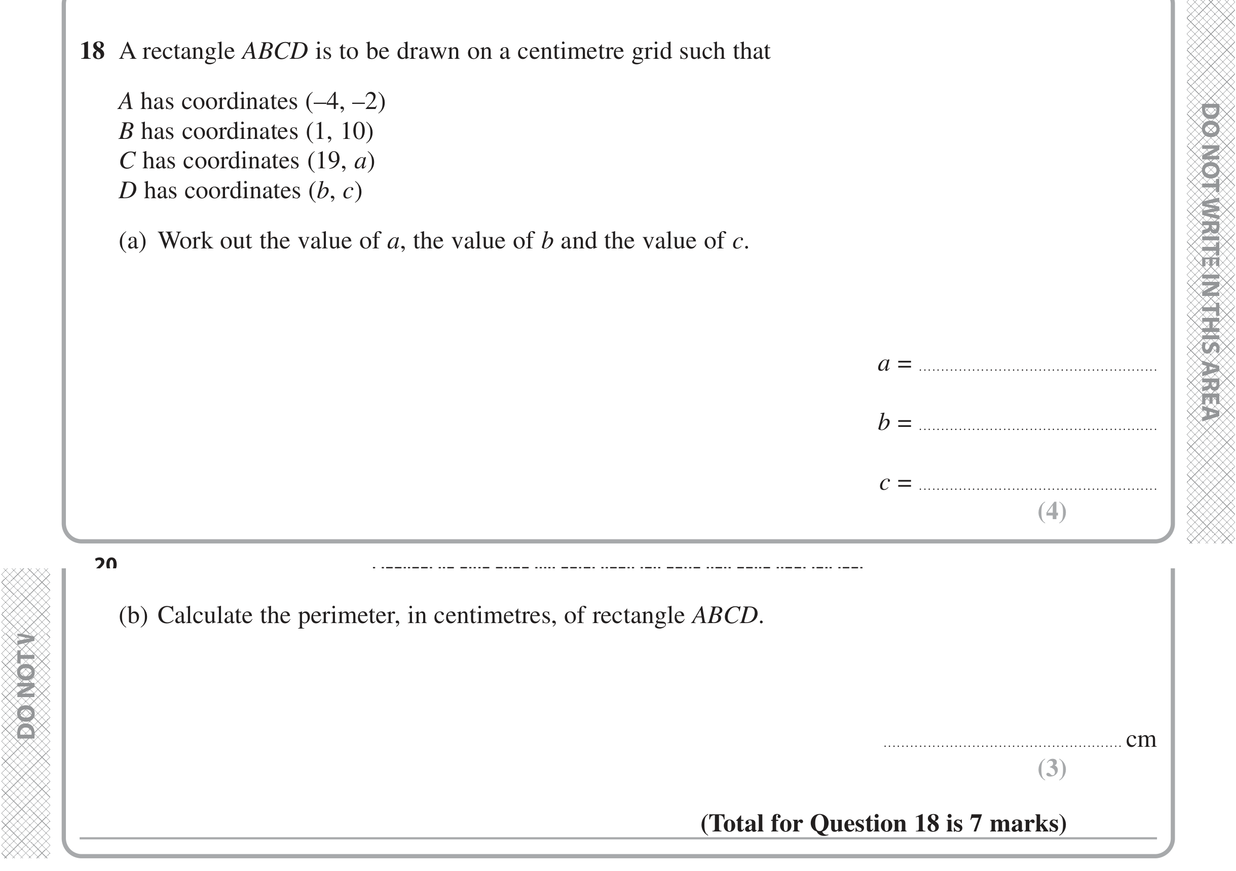 Question 18 — Coordinates, Perimeter and Area — Edexcel iGCSE Jan 2021