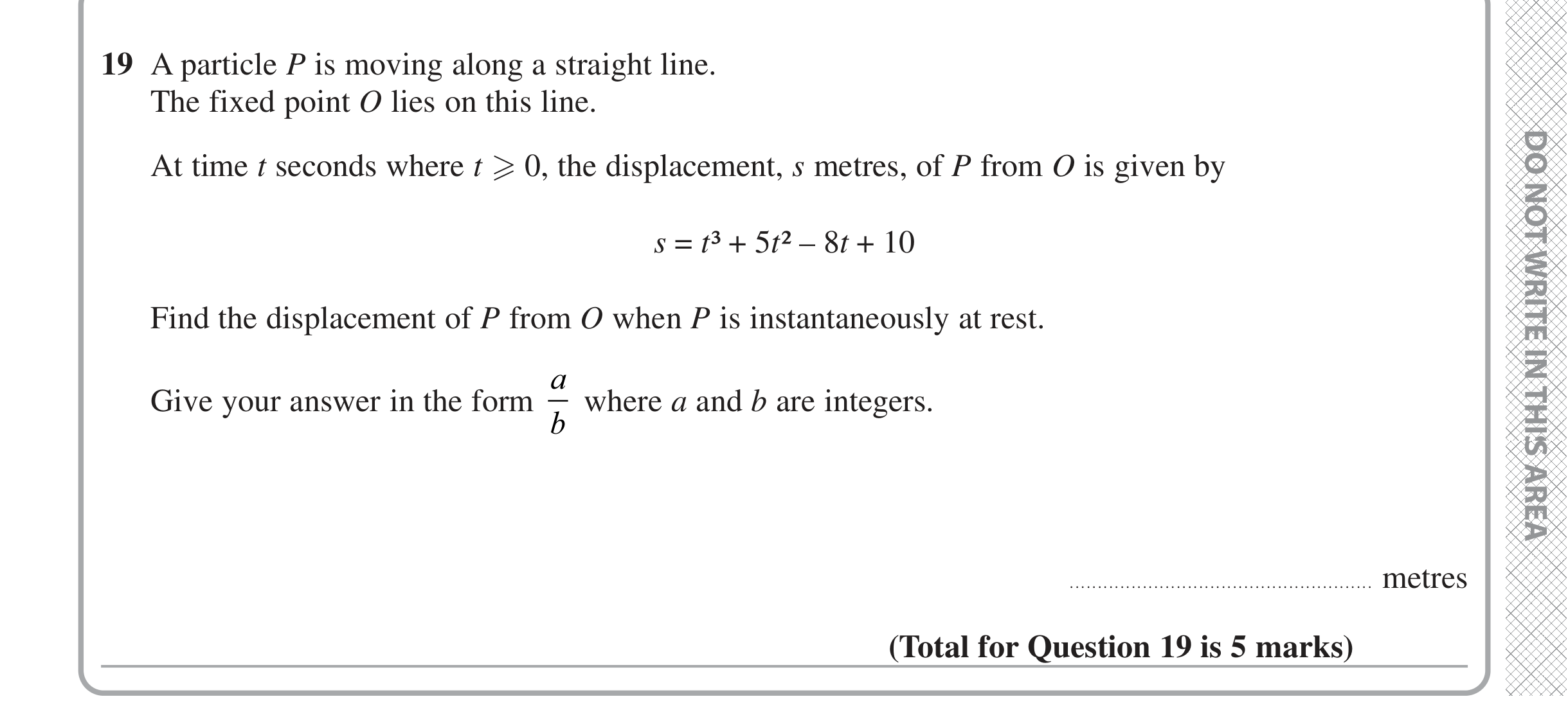 Question 19 — Differentiation — Edexcel iGCSE Jan 2021