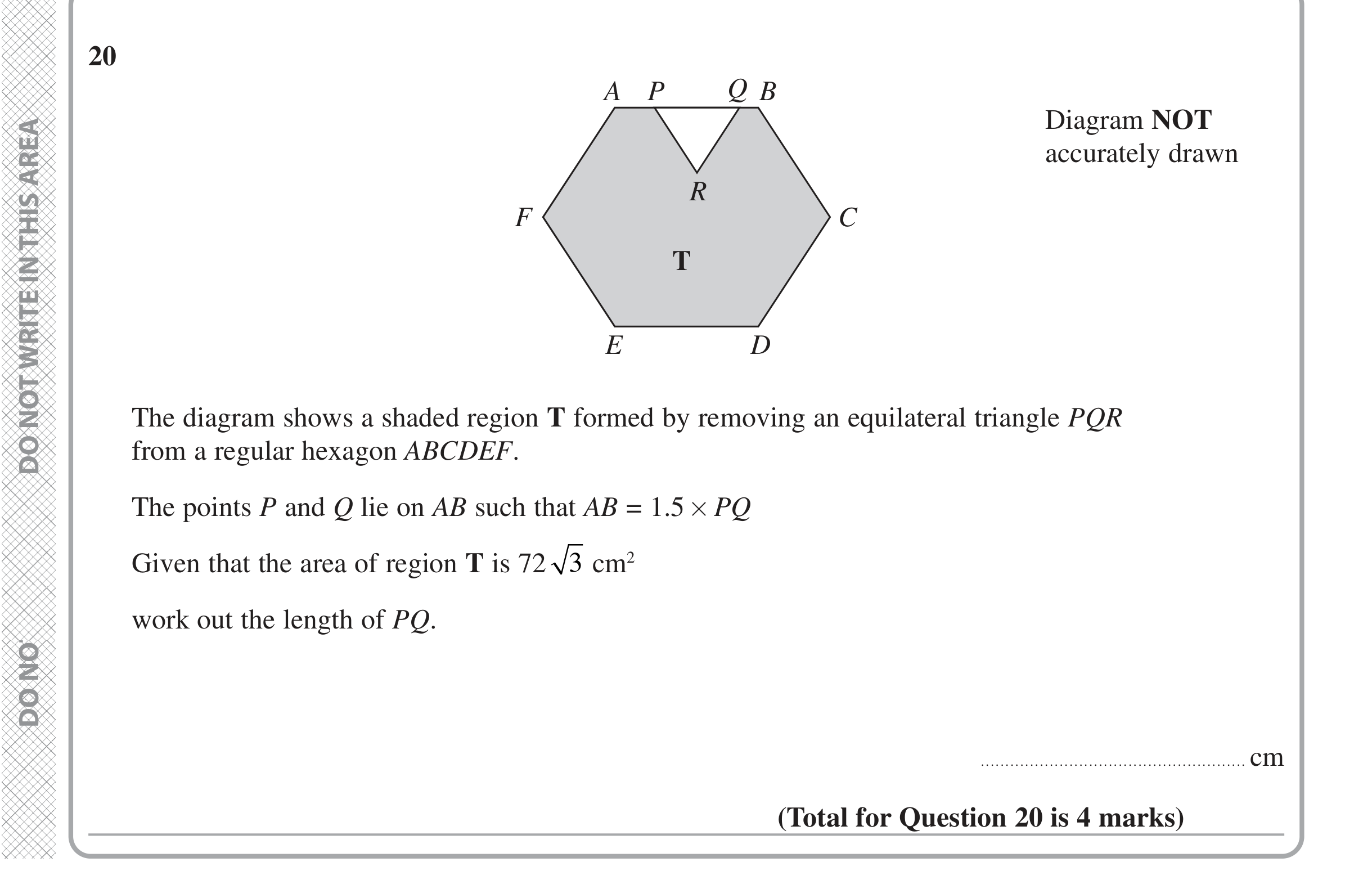 Question 20 — Sine/Cosine Rule, Polygons — Edexcel iGCSE Jan 2021