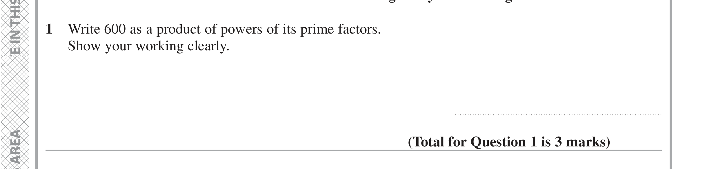 Question 1 — Prime Factors — Edexcel iGCSE June 2021