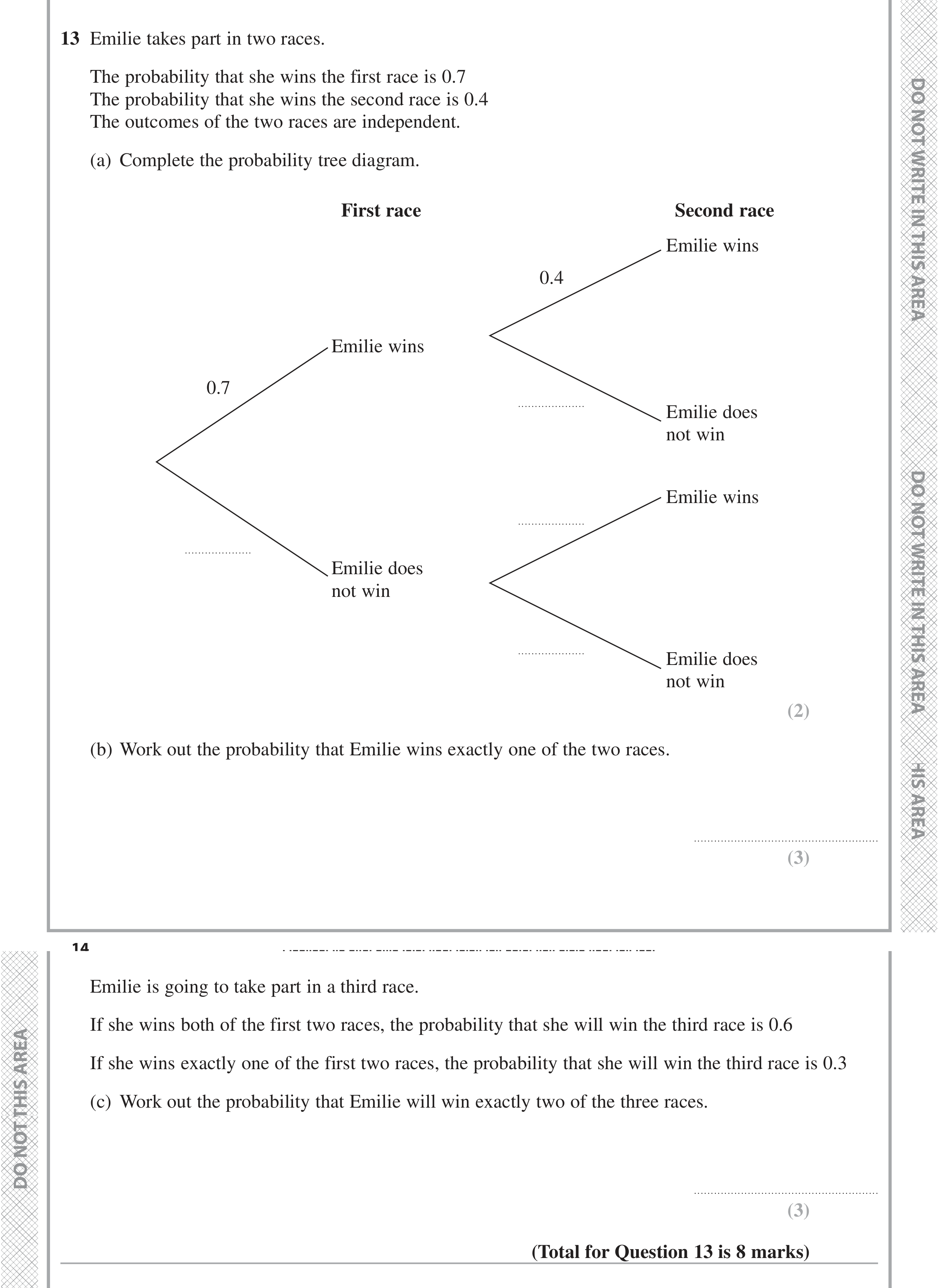 Question 13 — Probability — Edexcel iGCSE June 2021