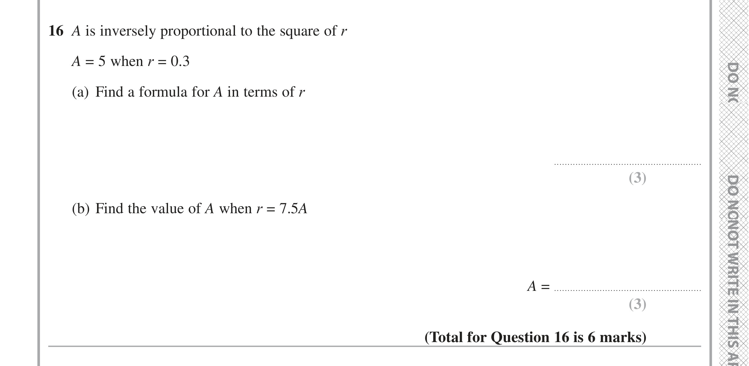 Question 16 — Proportion — Edexcel iGCSE June 2021