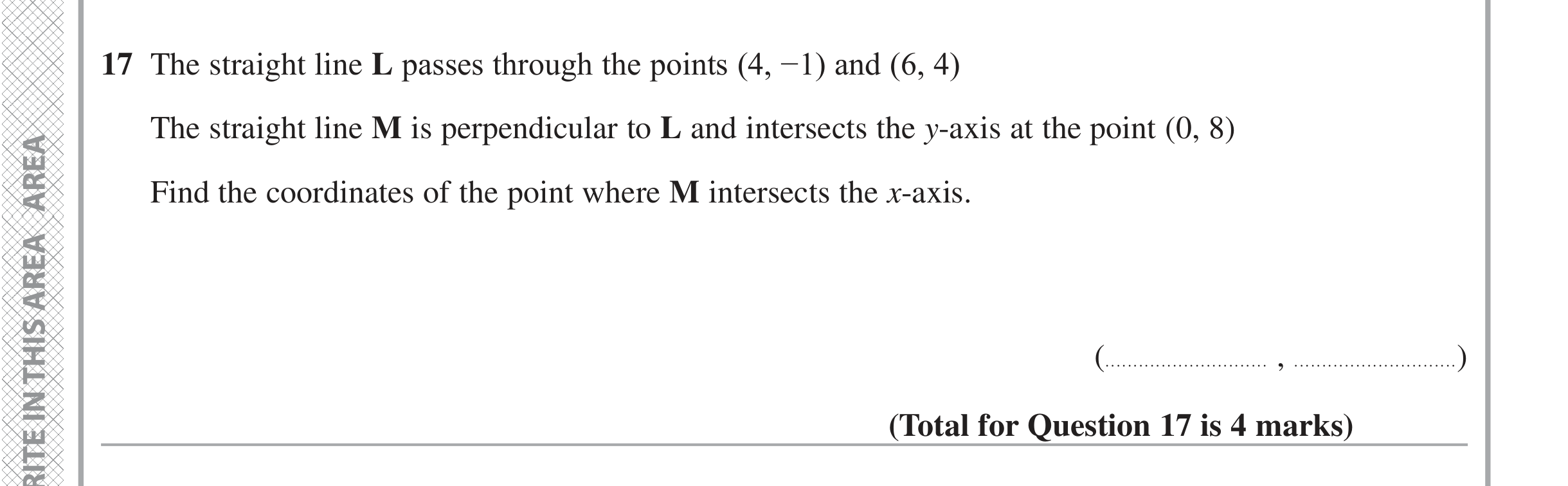 Question 17 — Straight Line Graphs — Edexcel iGCSE June 2021