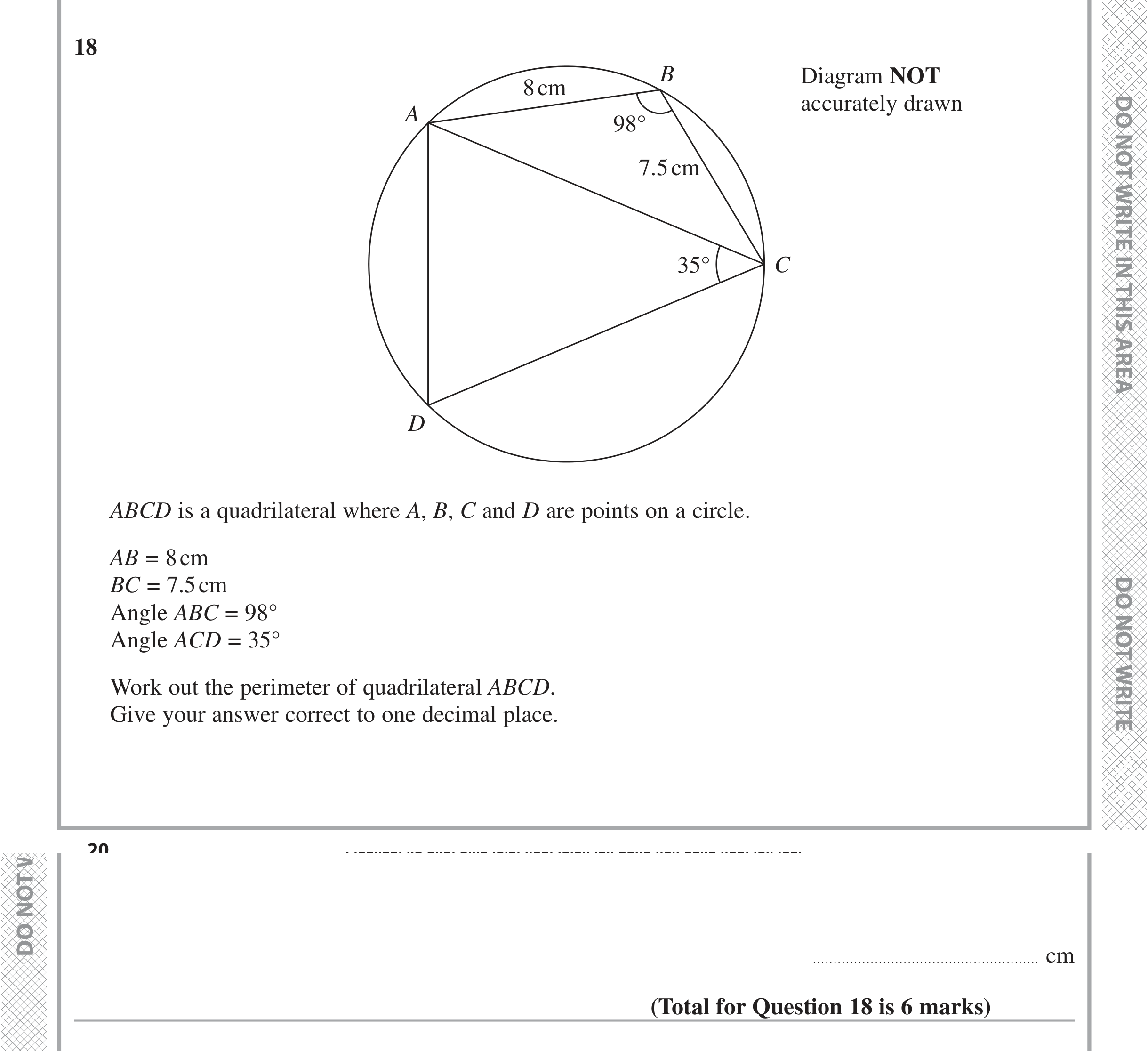 Question 18 — Sine/Cosine Rule — Edexcel iGCSE June 2021