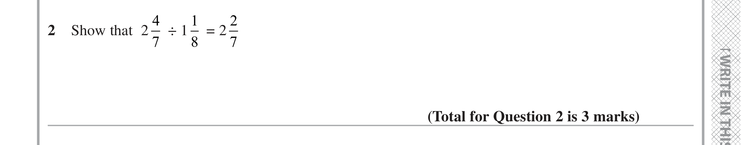 Question 2 — Fractions — Edexcel iGCSE June 2021