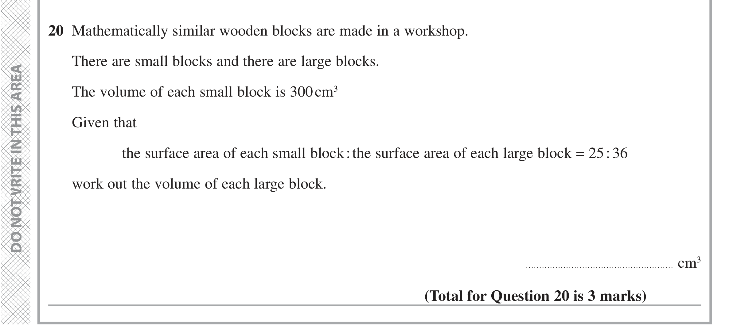 Question 20 — Ratios, Congruence and Similarity — Edexcel iGCSE June 2021