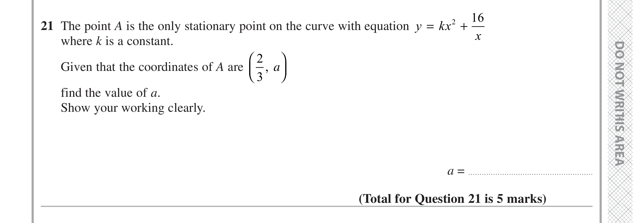 Question 21 — Differentiation — Edexcel iGCSE June 2021