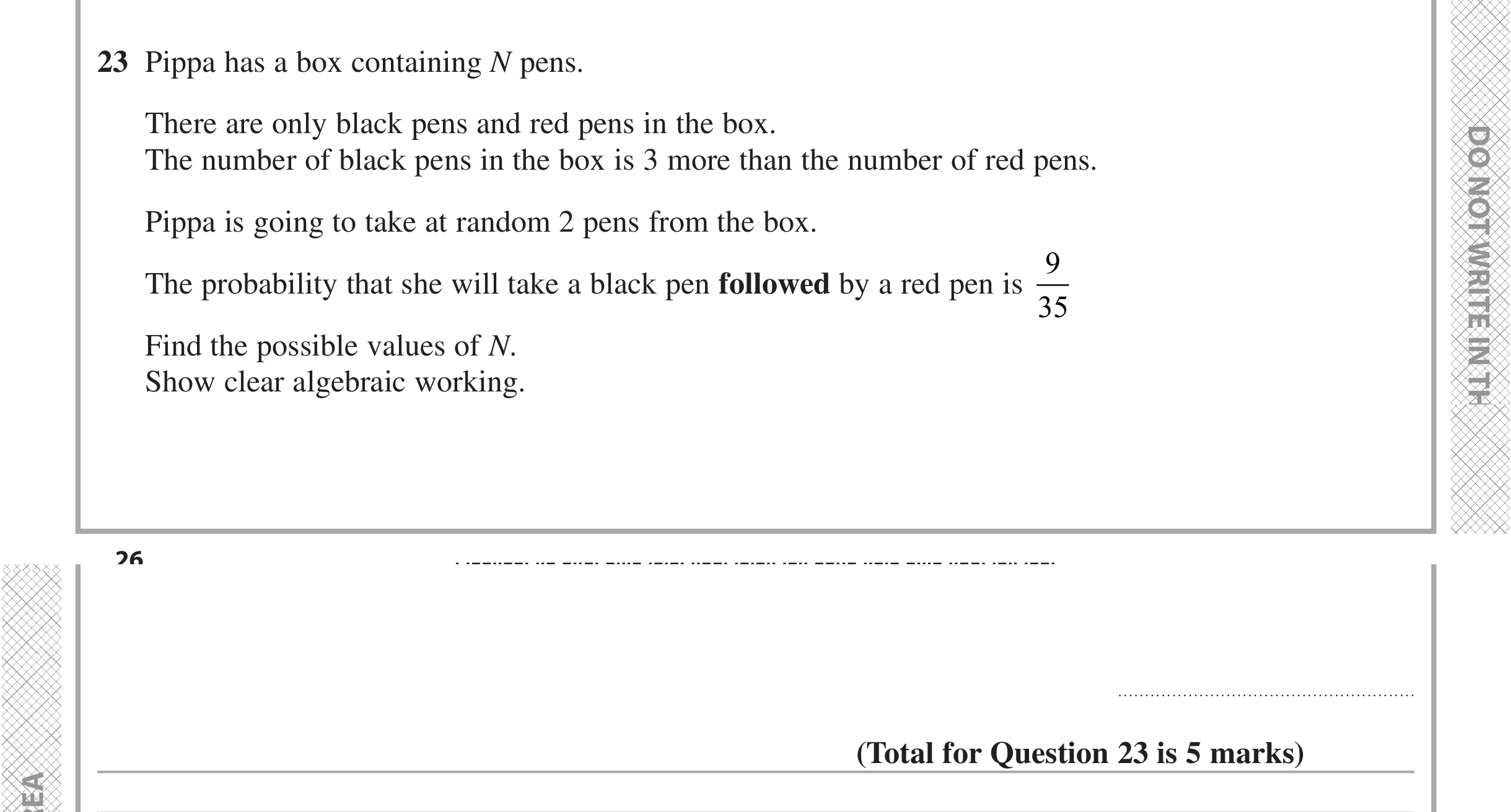 Question 23 — Probability — Edexcel iGCSE June 2021