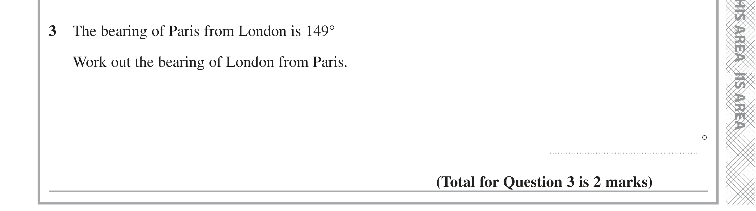 Question 3 — Bearings — Edexcel iGCSE June 2021