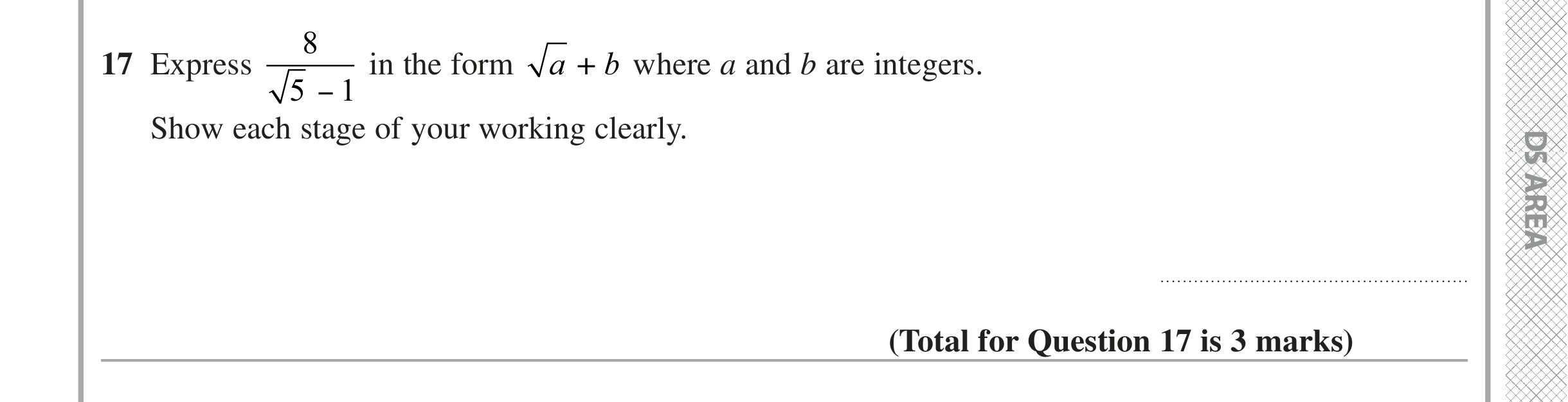 Question 17 — Surds — Edexcel iGCSE November 2021