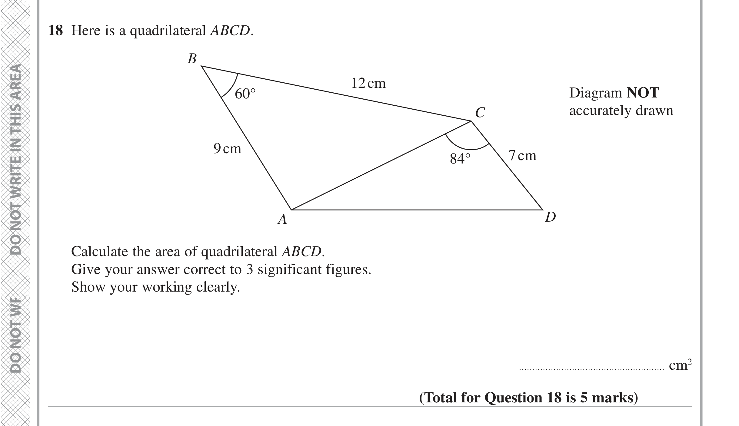 Question 18 — Sine/Cosine Rule, Perimeter and Area — Edexcel iGCSE November 2021